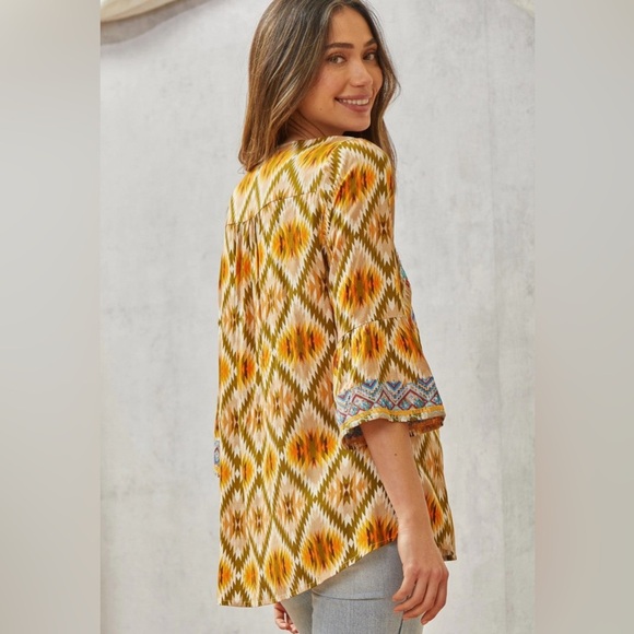 Savanna Jane NWT 1x bohemian floral embroidered pop over top vacation coastal - Picture 3 of 9